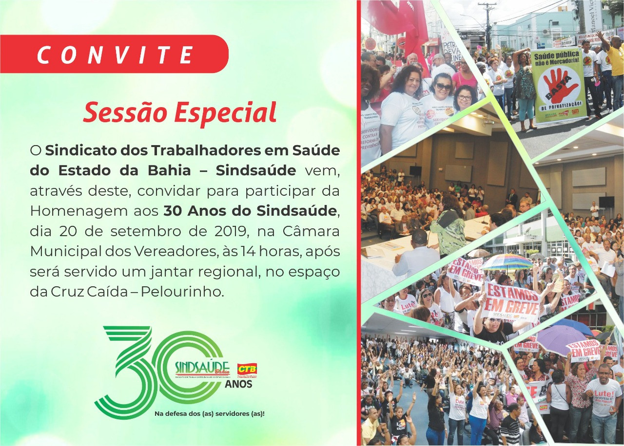 Sindsaúde-BA  completa 30 anos e recebe homenagem na Câmara de Vereadores