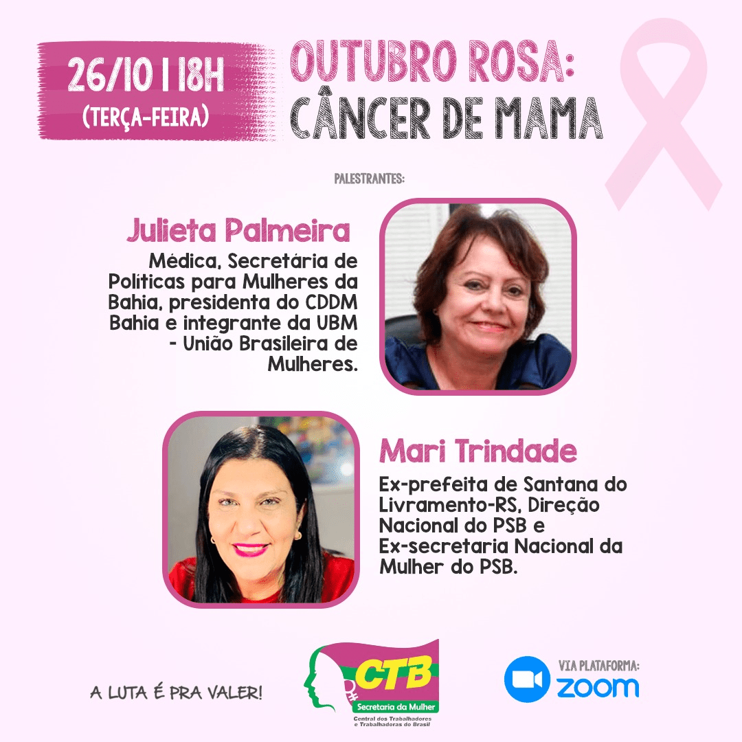 Outubro Rosa- Live da CTB destaca o Câncer de Mama