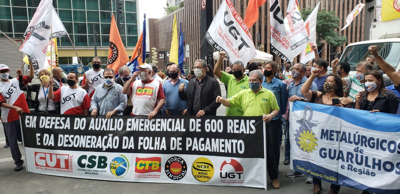 Com ato na Avenida Paulista CTB e centrais intensificam campanha pelos R$ 600 e defendem prorrogação da desoneração da folha