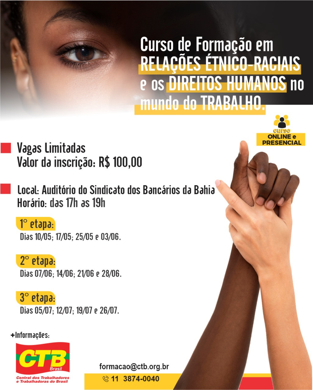 CTB ainda recebe inscrições para curso Relações Étnico-Raciais e os Direitos Humanos no Mundo do Trabalho