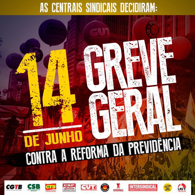 Defenda seu direito à aposentadoria participando da greve geral do dia 14