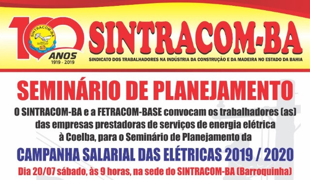 Seminário de Planejamento da Campanha Salarial das Elétricas 2019 / 2020